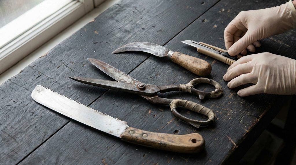 Facas, tesouras e lâminas de corte para estofos