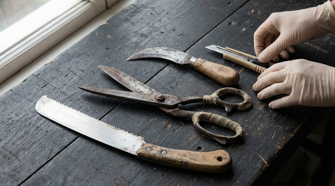 Facas, tesouras e lâminas de corte para estofos
