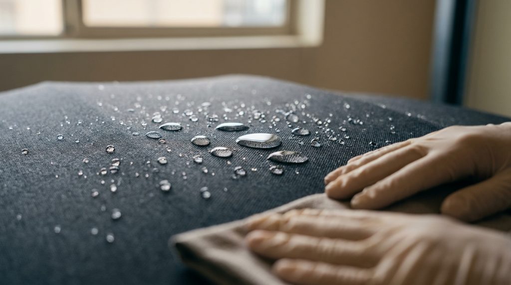 Gotas de água em lona acrílica de capota