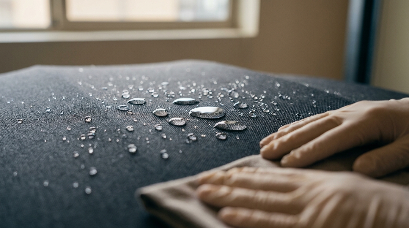 Gotas de água em lona acrílica de capota